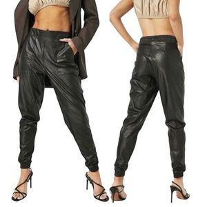 SPANX Black Faux Leather Jogger Leggings